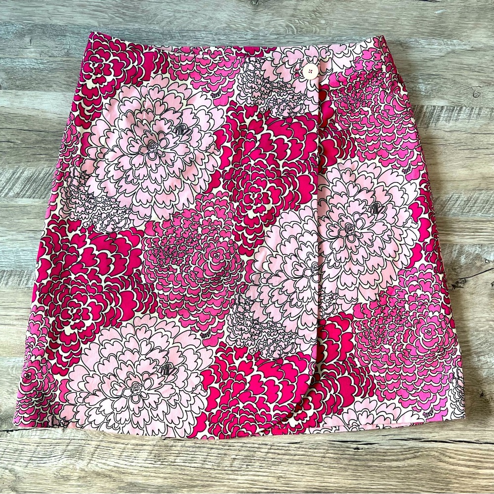 Lilly Pulitzer Pink Corduroy Wrap Skirt Size 6